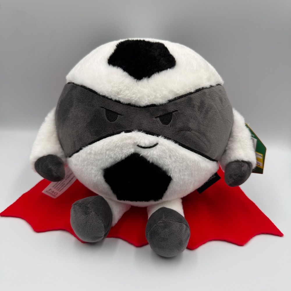 FAO Schwarz Heroes of the Game Soccer Ball Superhero Plush with Red Cape NEW